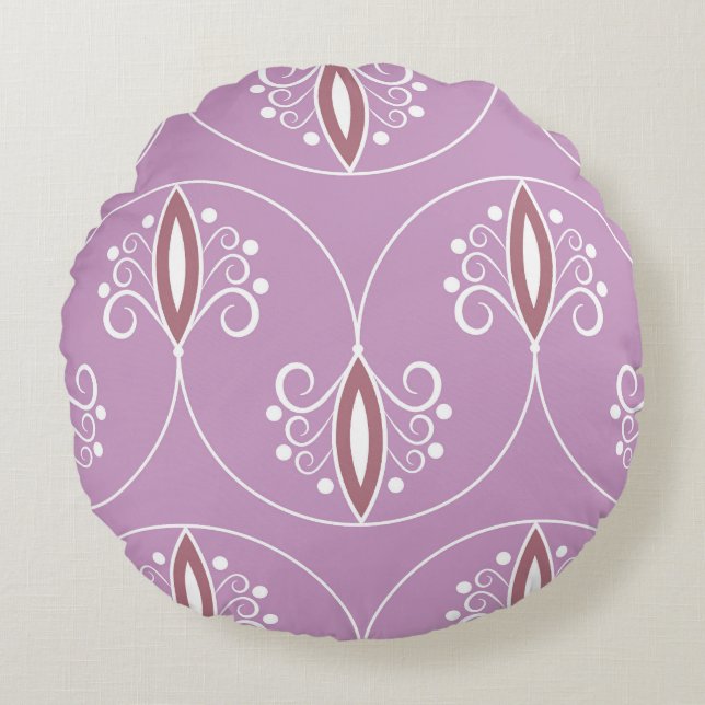 Swirling Elegance: Vintage Geometric Rund Kudde (Framsidan)