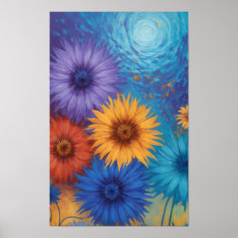 Swirling Flowers Poster