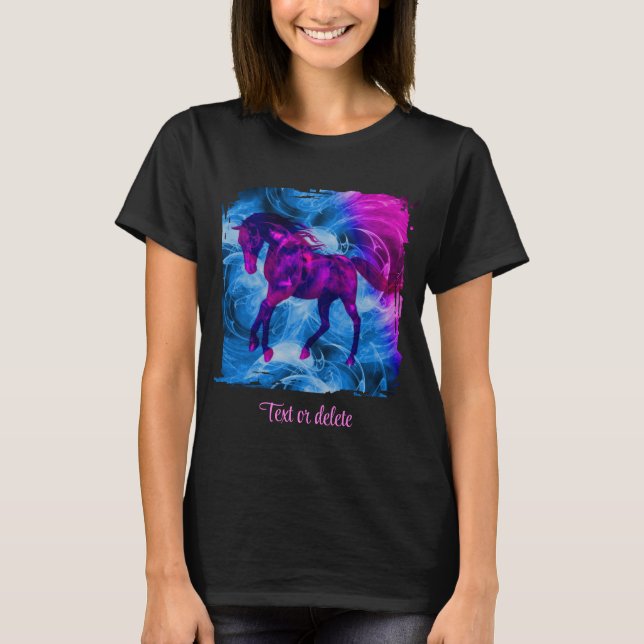 Swirling Fractal Fantasy Horse Art Personalized T Shirt (Framsida)