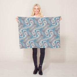 Swirling Hares Tesselation Blue Blanket 3 Fleecefilt