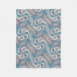 Swirling Hares Tesselation Blue Blanket 3 Fleecefilt