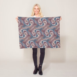 Swirling Hares Tesselation Blue Brown Blanket 7 Fleecefilt