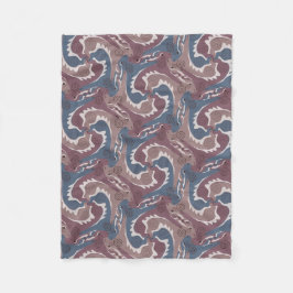 Swirling Hares Tesselation Blue Brown Blanket 7 Fleecefilt