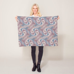Swirling Hares Tesselation Blue Grått Blanket 1 Fleecefilt