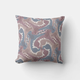 Swirling Hares Tesselation Blue Grått Pillow 1 Kudde