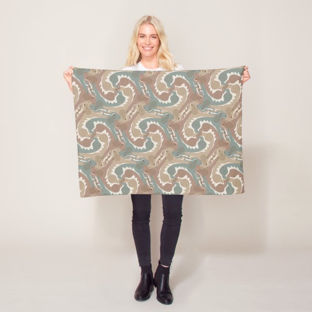 Swirling Hares Tesselation Brown Blanket 6 Fleecefilt (På plats)