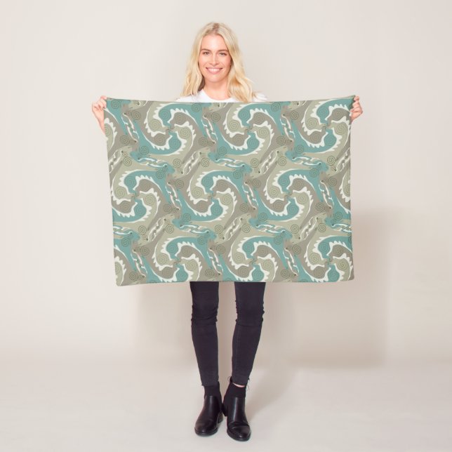 Swirling Hares Tesselation Mjuk Grönt Blanket 4 Fleecefilt (På plats)
