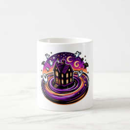 Swirling Haunween House Halloween Mugg - Cute Spök