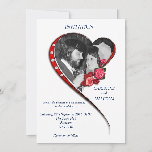 Swirling Heart Bröllop Inbjudningar (Framsida)