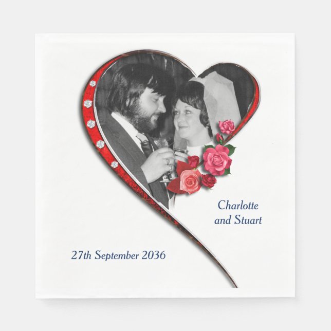 Swirling Heart Bröllop Pappersservett (Framsidan)