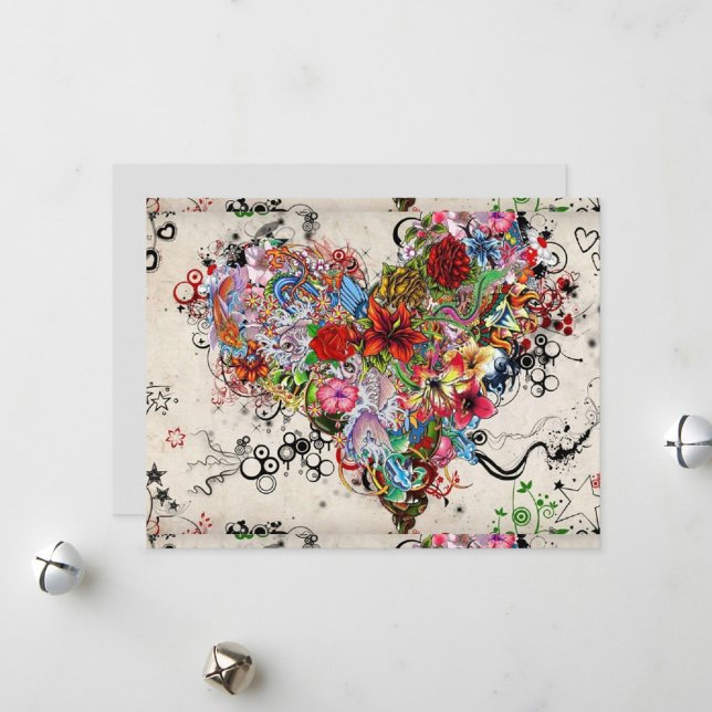 Swirling Heart Mönster Julkort (Intricate pattern and whimsical doodles!)