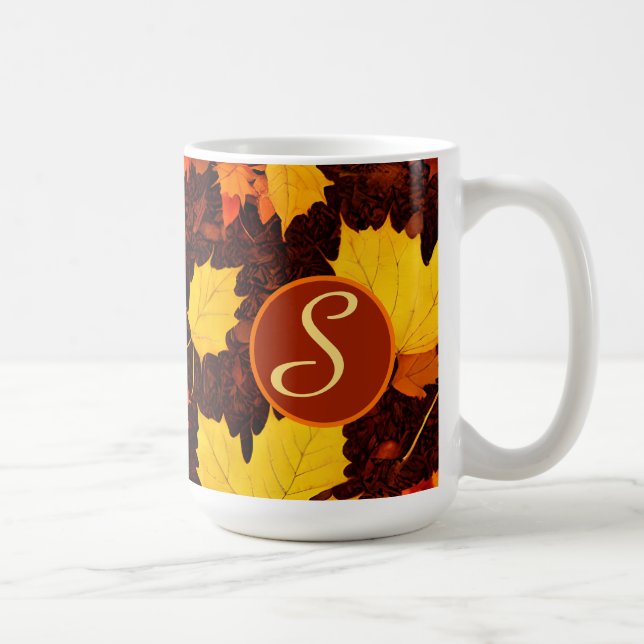 Swirling Höst löv Monogram Kaffemugg (Höger)