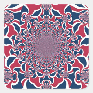Swirling Kaleidoscope Art-utskrift Fyrkantigt Klistermärke