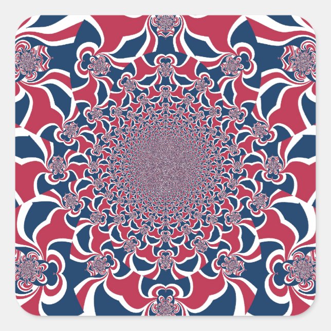 Swirling Kaleidoscope Art-utskrift Fyrkantigt Klistermärke (Framsida)