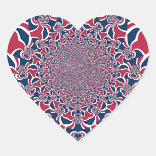 Swirling Kaleidoscope Art-utskrift Hjärtformat Klistermärke