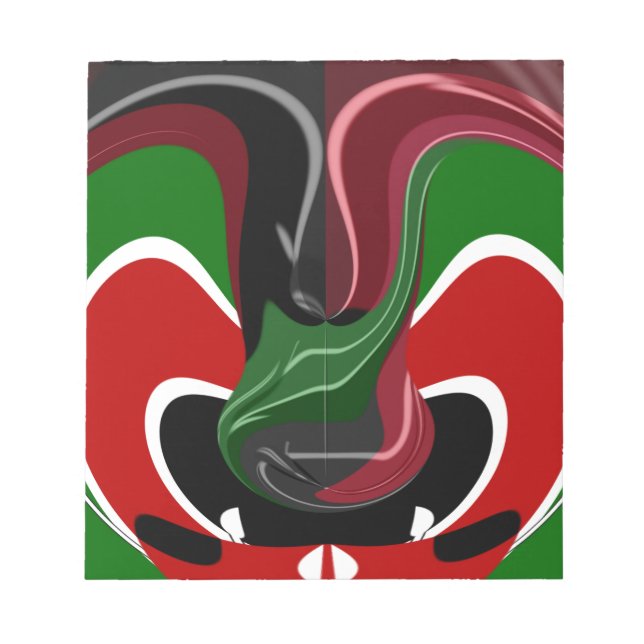 Swirling Kenyan-Flagga: Modern Motif Art Anteckningsblock (Framsida)