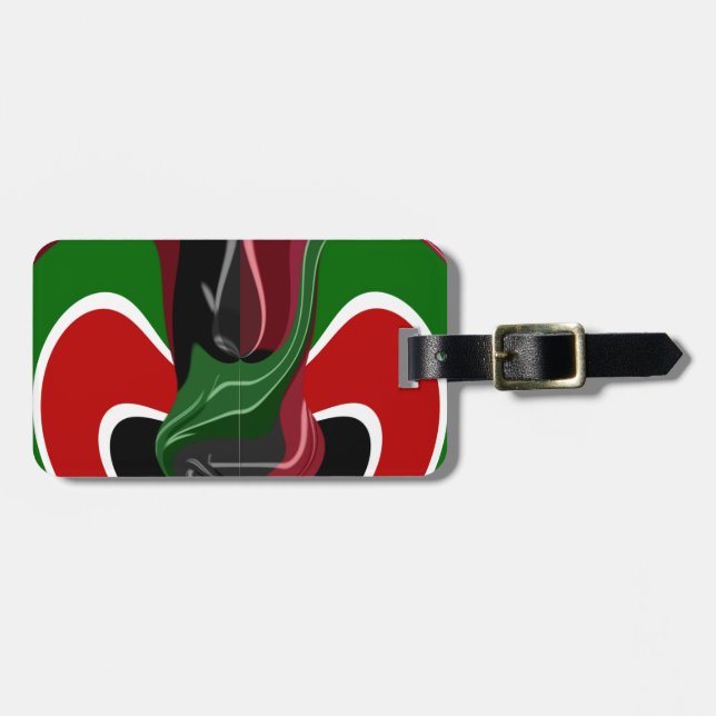 Swirling Kenyan-Flagga: Modern Motif Art Bagagebricka (Horisontell Framsida)