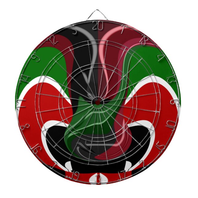 Swirling Kenyan-Flagga: Modern Motif Art Darttavla (Framsidan)