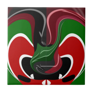Swirling Kenyan-Flagga: Modern Motif Art Kakelplatta