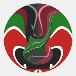 Swirling Kenyan-Flagga: Modern Motif Art Runt Klistermärke