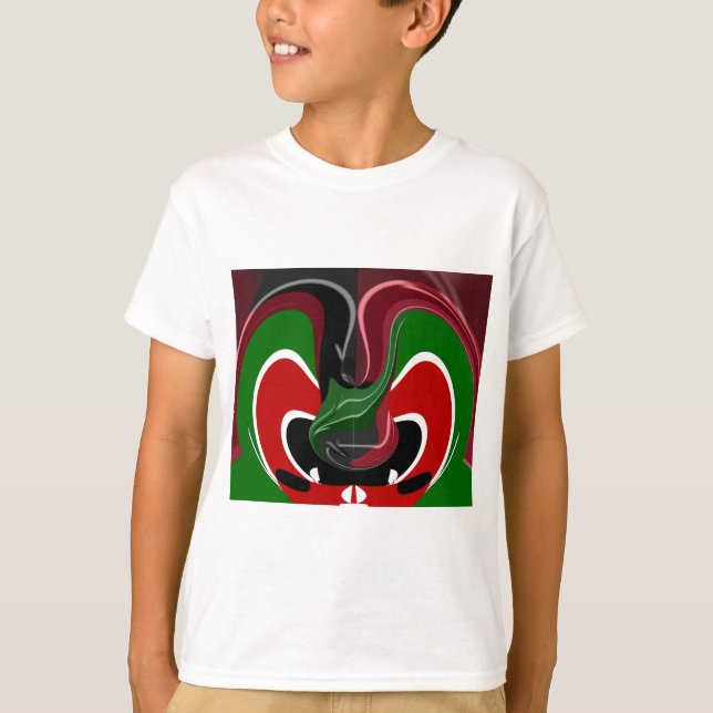 Swirling Kenyan-Flagga: Modern Motif Art Tee (Framsida)