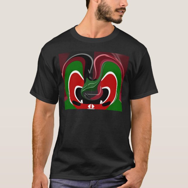 Swirling Kenyan-Flagga: Modern Motif Art Tee (Framsida)