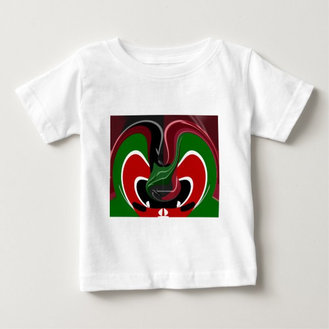 Swirling Kenyan-Flagga: Modern Motif Art Tee Shirt (Framsida)