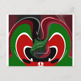 Swirling Kenyan-Flagga: Modern Motif Art Vykort
