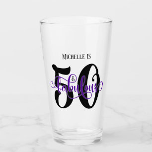 Swirling Lila 50 & Fabulous Birthday med Namn Glaskopp