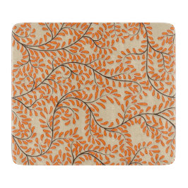 Swirling Orange Leaves on Beige Background