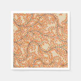 Swirling Orange Leaves on Beige Background Pappersservett