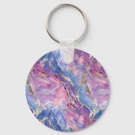 Swirling Pattern of Marbled Effect Pink and Blue Nyckelring