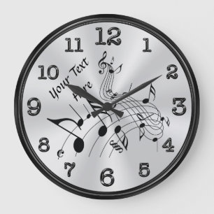 Swirling Personlig Music Note Clock, DIN TEXT Stor Klocka
