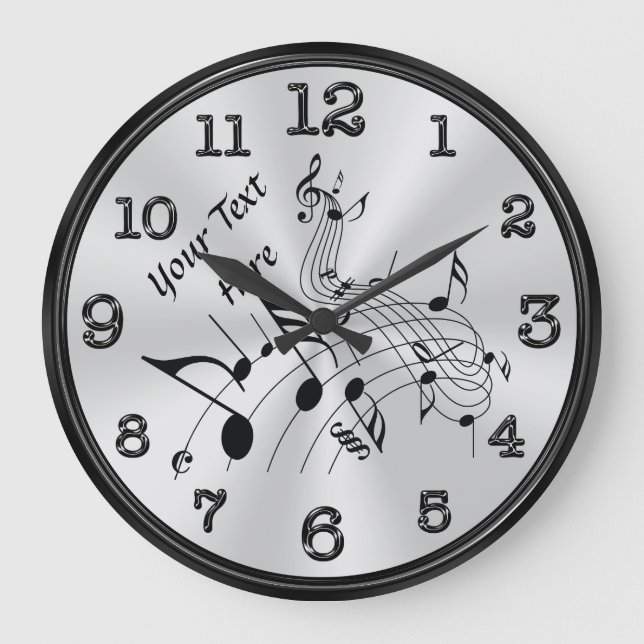 Swirling Personlig Music Note Clock, DIN TEXT Stor Klocka (Framsida)