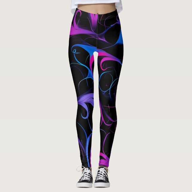 💫 Swirling Pink & Violet Pattern - Elegant & Myst Leggings (Framsida)