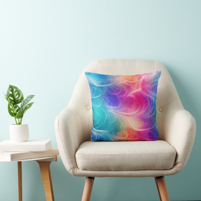 Swirling Rainbow Abstract Throw Pillow Kudde (Stol)