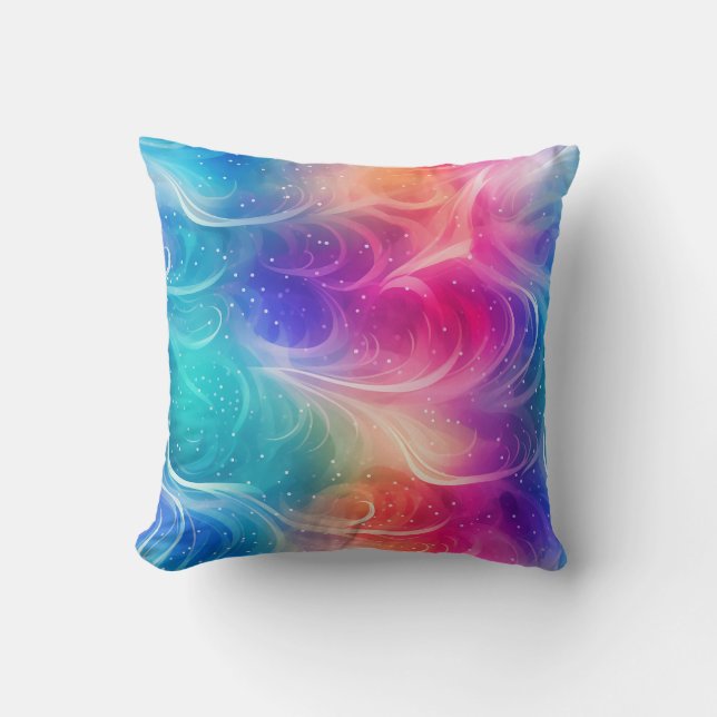 Swirling Rainbow Abstract Throw Pillow Kudde (Framsida)