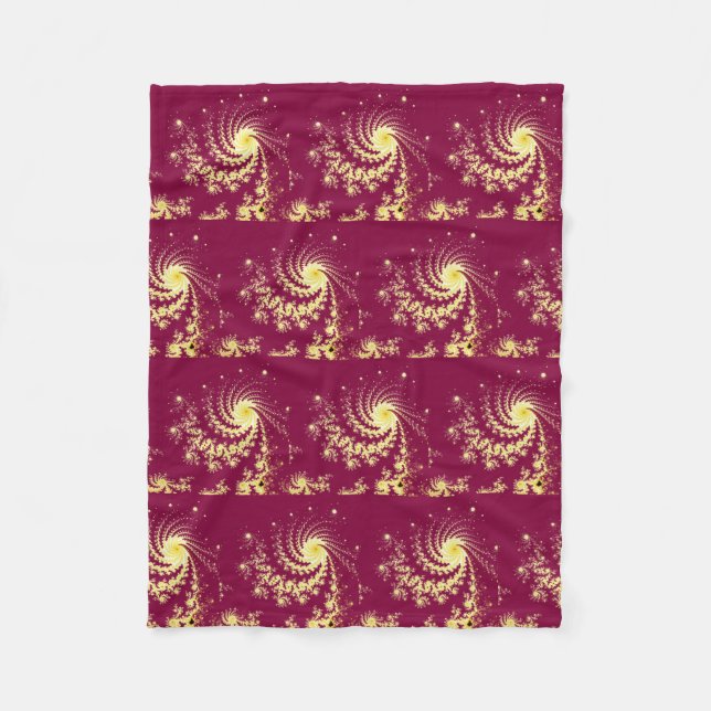 Swirling Red och Gult Mönster Fleecefilt (Framsidan)