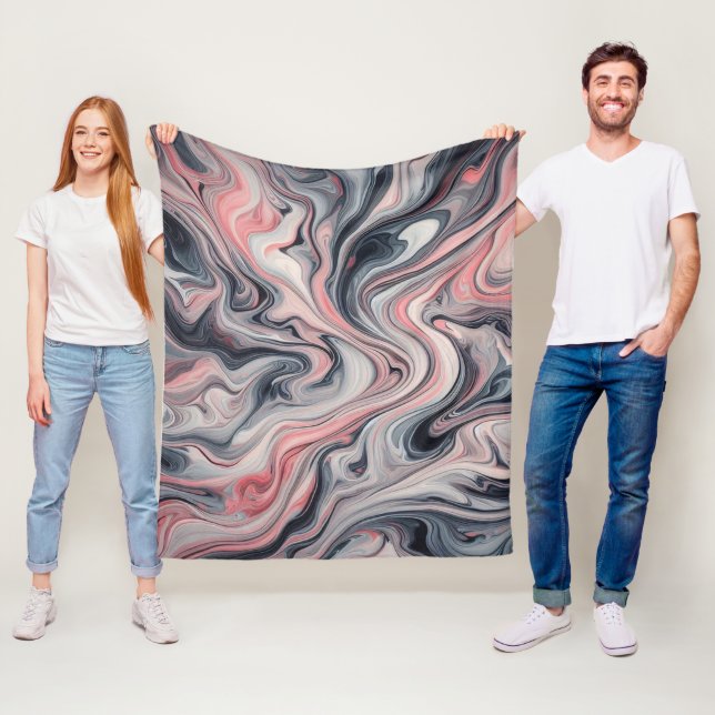 Swirling Shades of Pink, Grey, and White Fleecefilt (På plats)