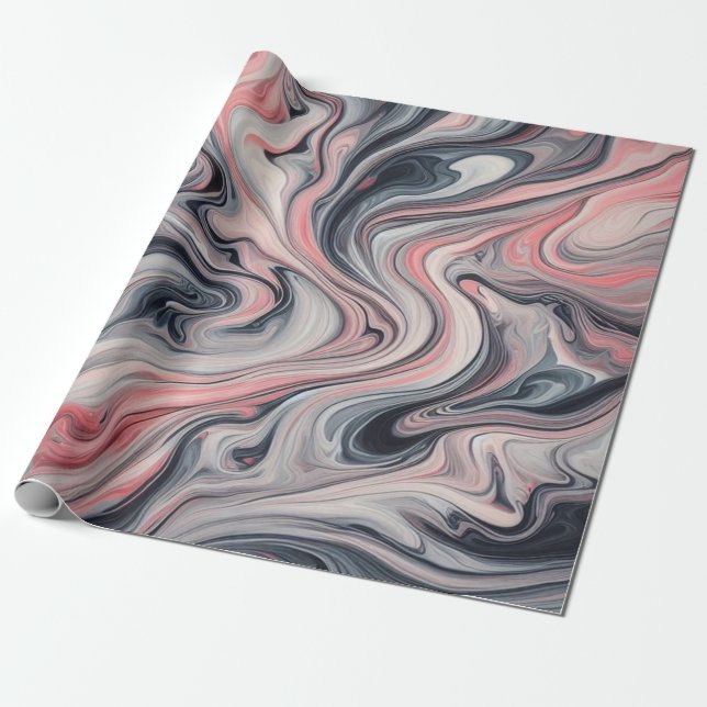 Swirling Shades of Pink, Grey, and White Presentpapper (Utrullad)