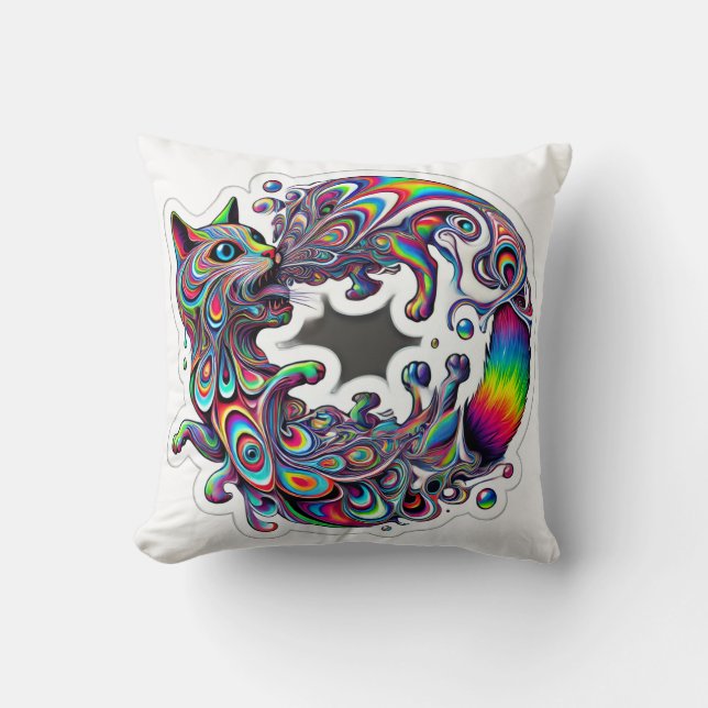 Swirling Spiral Cat Throw Pillow Kudde (Framsida)