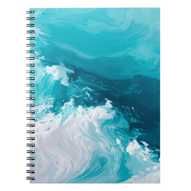 Swirling Turquoise Waves Abstract Ocean Wave Art Anteckningsbok (Framsidan)
