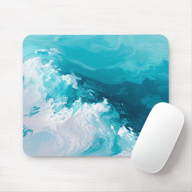 Swirling Turquoise Waves Abstract Ocean Wave Art Musmatta (Med mus)
