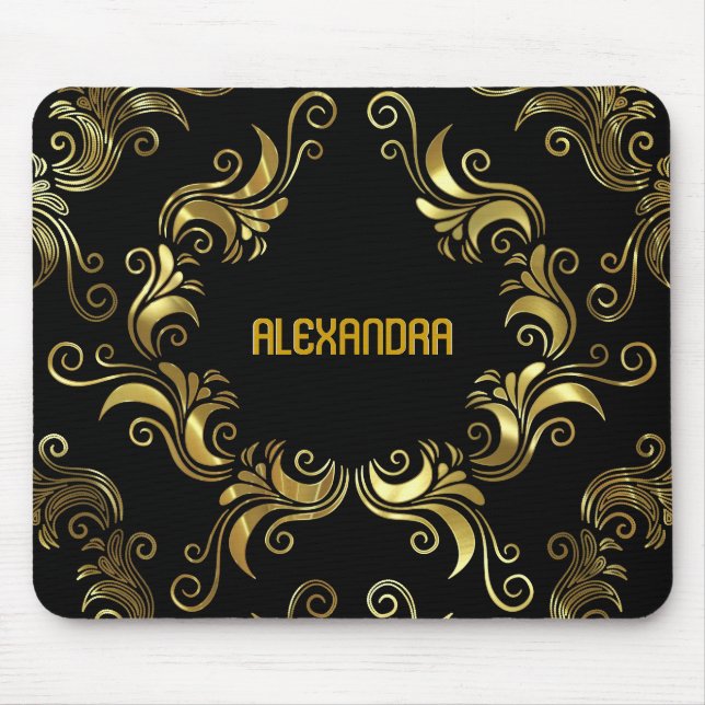 Swirls - Anpassningsbar Monogram Musmatta (Framsidan)