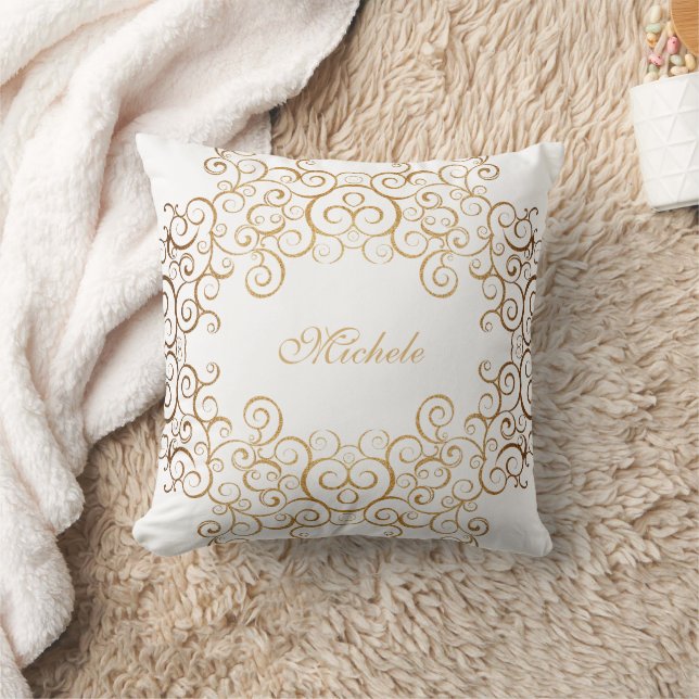 Swirls Arabesque Monogrammed Kudde (Filt)