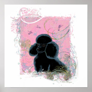 Swirls Art-inbjudan till Black Pudel Poster