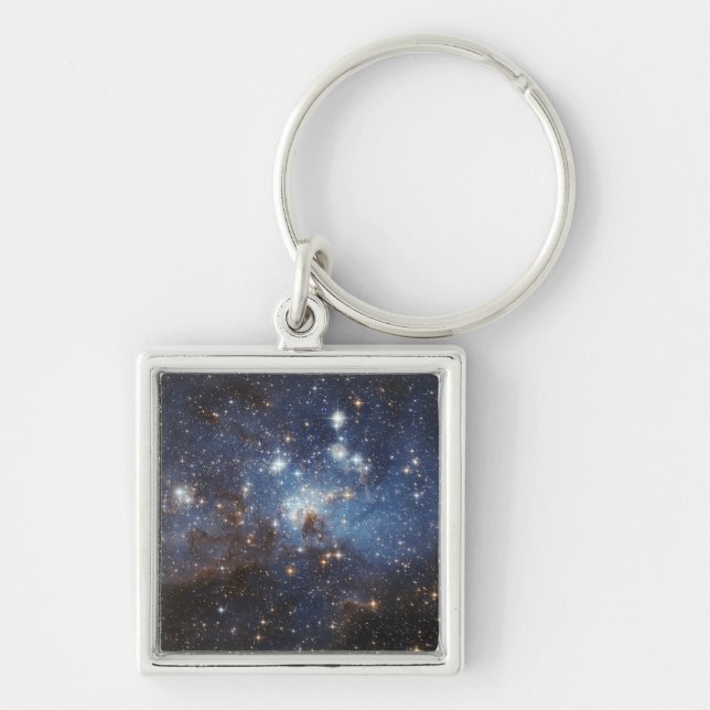 Swirls av gas och stoft fyrkantig silverfärgad nyckelring (Framsidan)