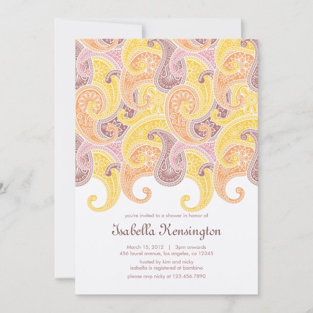 Swirls babystöldrabjöds in med mjuk skärmdump inbjudningar (Framsida)