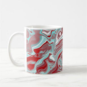 Swirls, burgundy, röd och vit kaffemugg