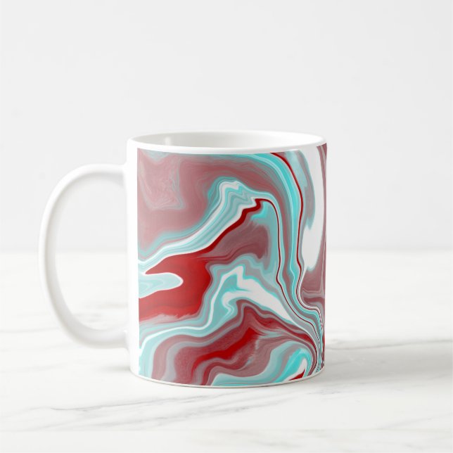 Swirls, burgundy, röd och vit kaffemugg (Vänster)